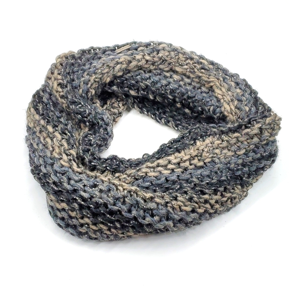 Steve Madden Silver Metallic Black Knit Infinity Scarf